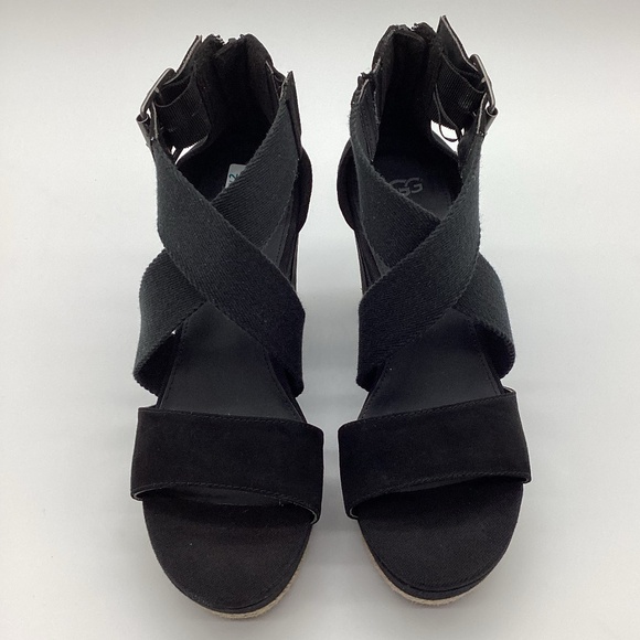 989. UGG Calla Wedge Black Sandal NWOT Size 9 - Picture 4 of 7